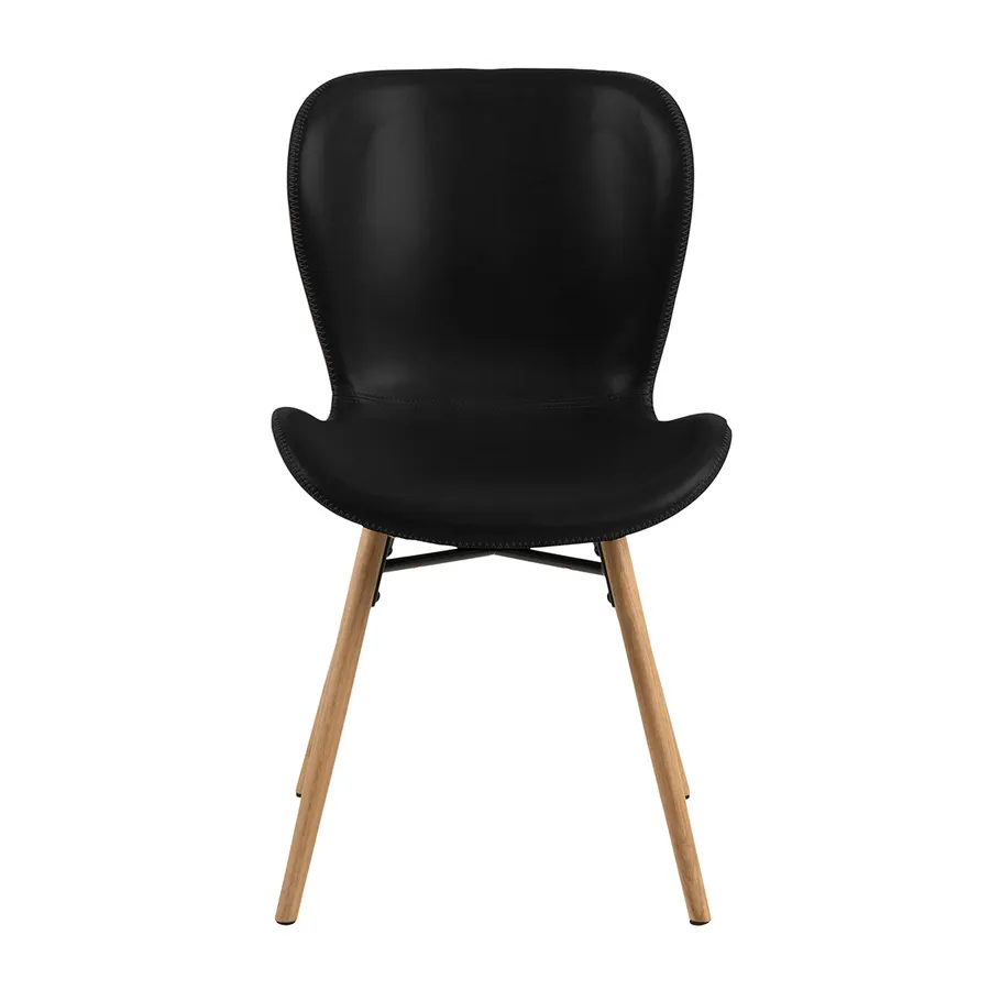 Batilda Dining Chair in Black PU / Oak Leg