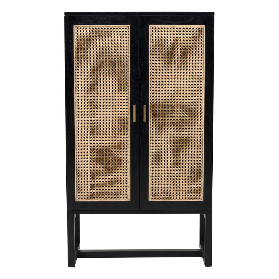 Rita Small Cabinet in Ebony Mindi / Rattan