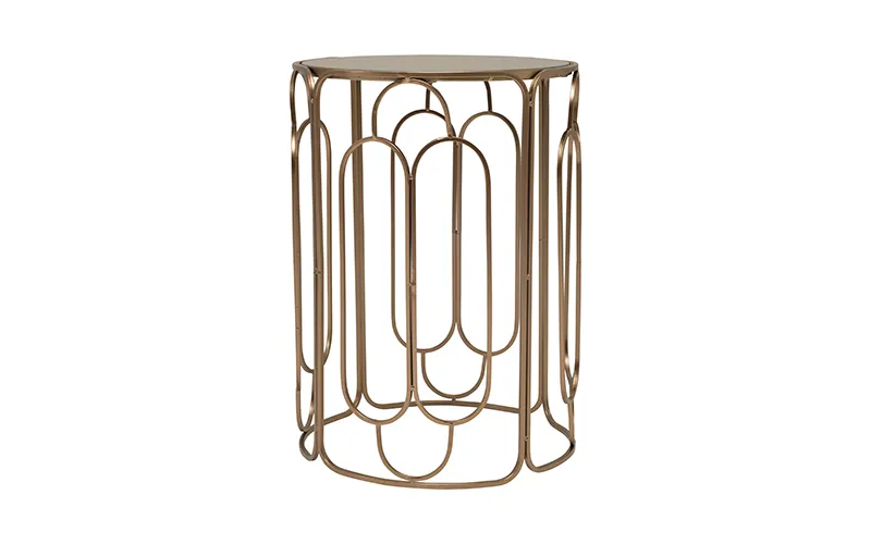 Celeste Round Side Table Low 36cm in Copper Gold / Mirror