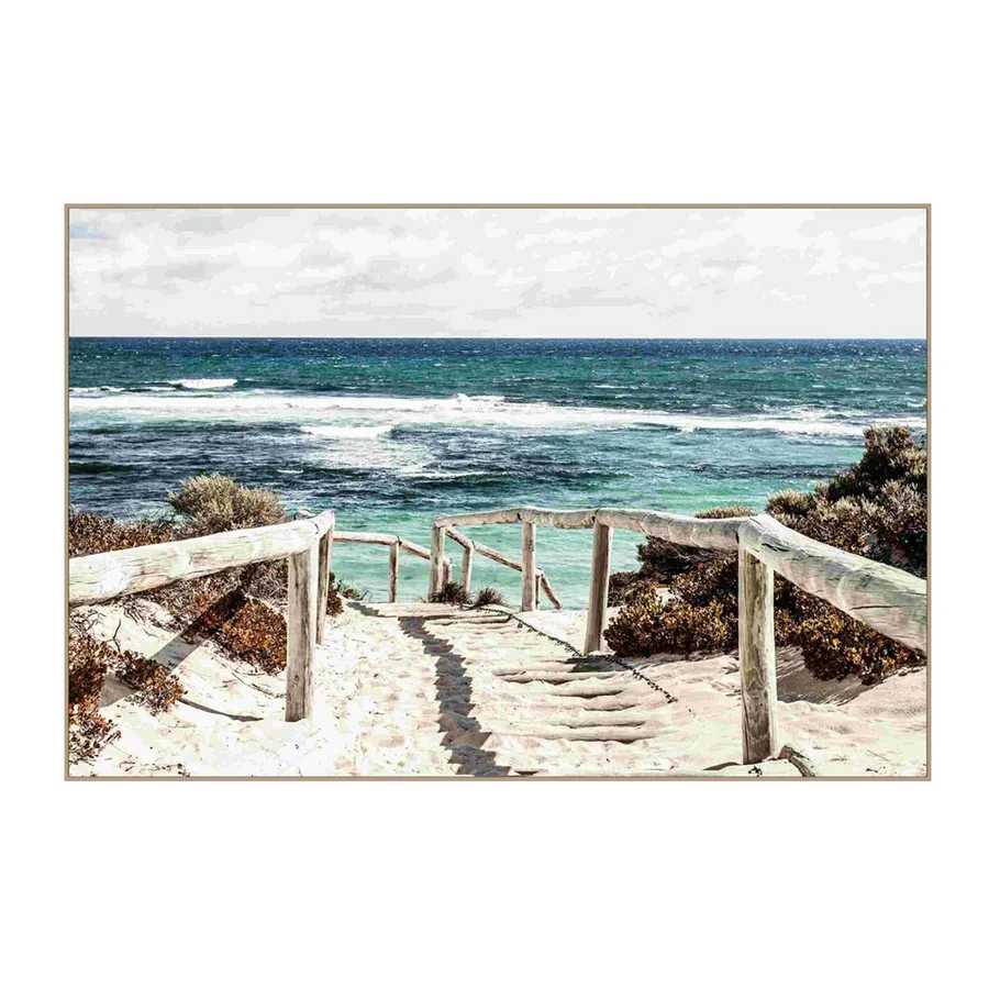 Coastal Fence Box Framed Canvas in 100 x 150cm