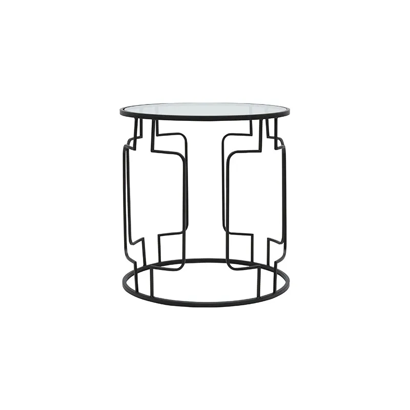 Stella Round Side Table 50cm in Iron Black / Glass