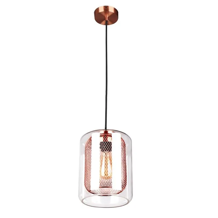 Copper mesh store pendant light