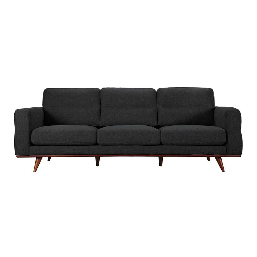 Astrid 3 Seater Sofa in Talent Charcoal / Brown Leg