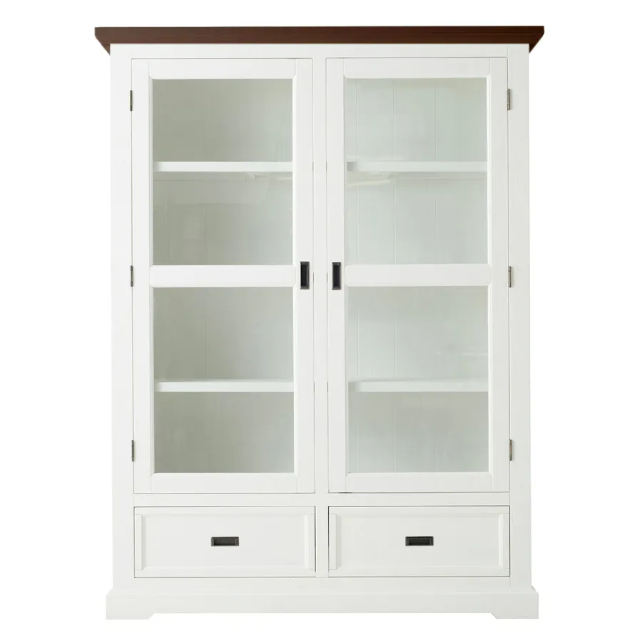 Hamptons Double Display Unit in Acacia Two Tone
