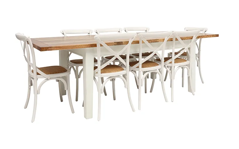 Mango Creek Extension Dining Table 210-310cm in Clear / White