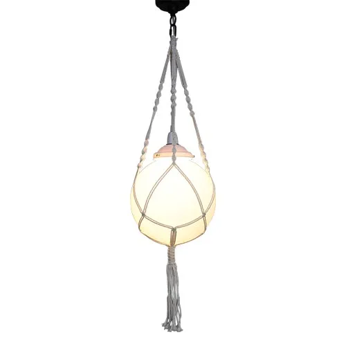 Macrame Glass Ball Pendant Light