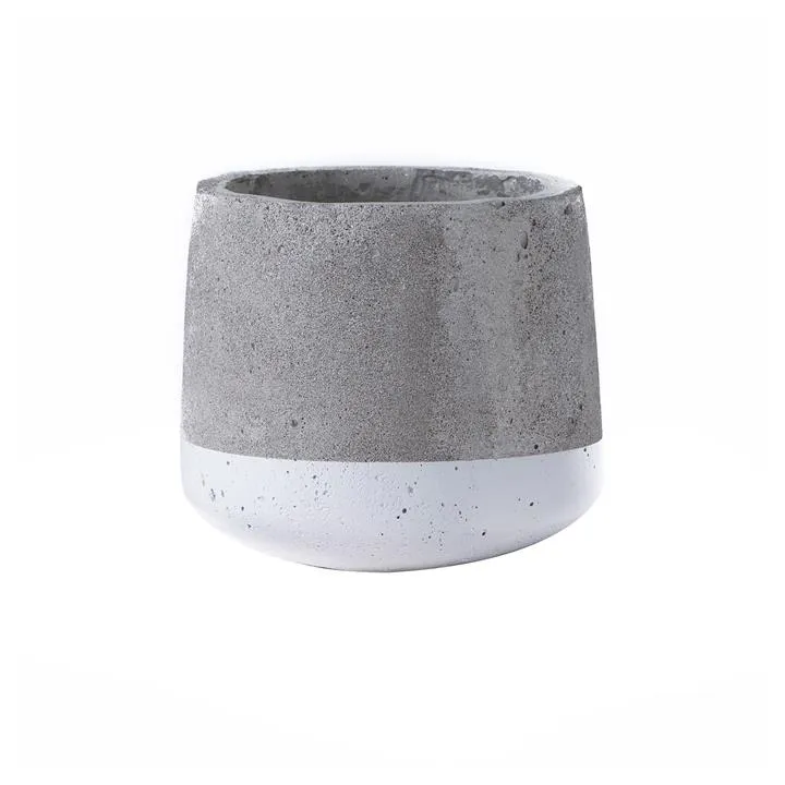 Alanis Concrete Pot Planter, Small, Grey / White