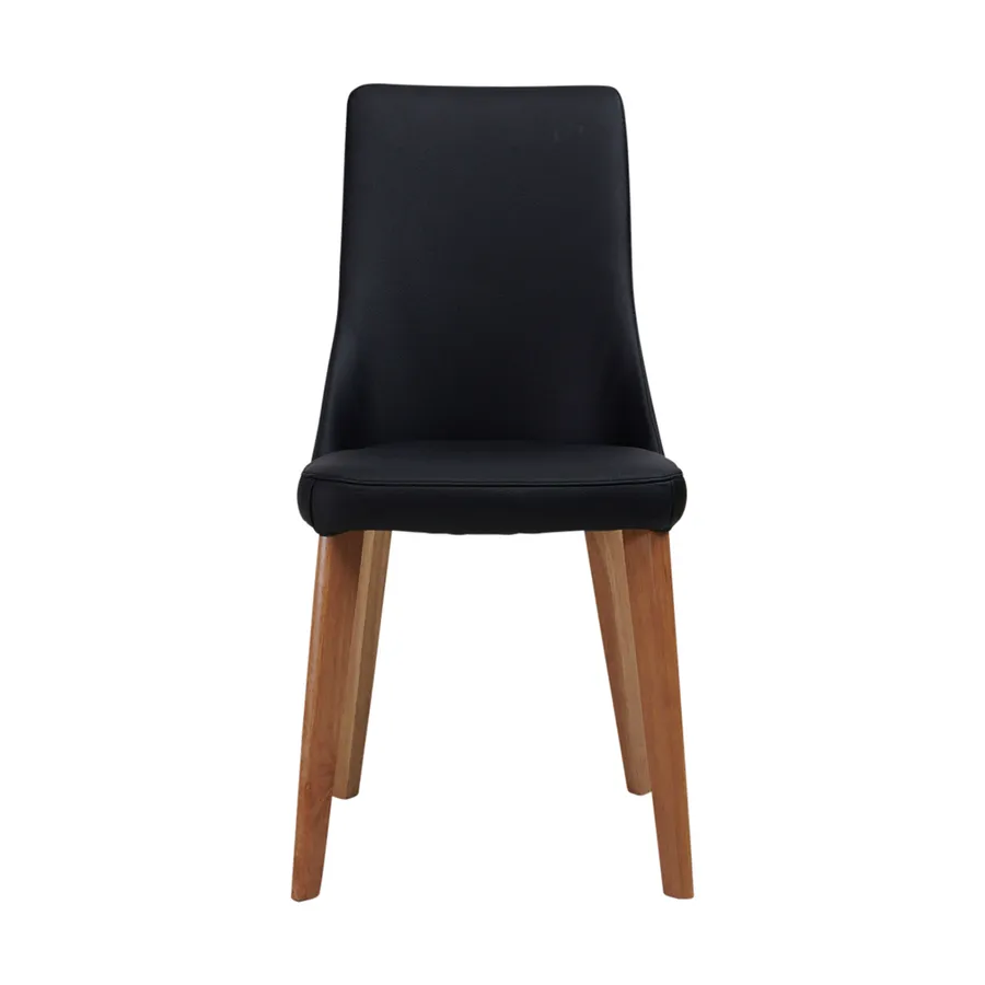 Panama Dining Chair in Leather Black / Clear