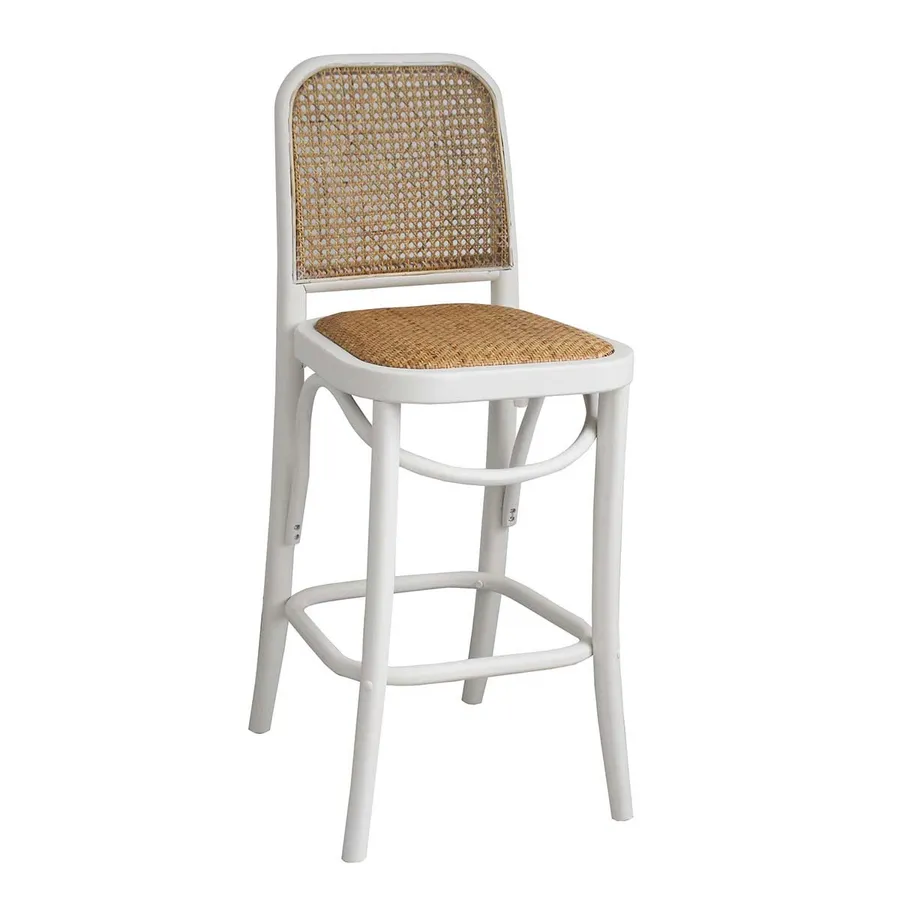 Belmont Bar Chair in Birch White / Rattan