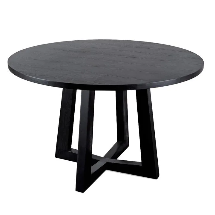 Zed Wooden Round Dining Table, 120cm, Black