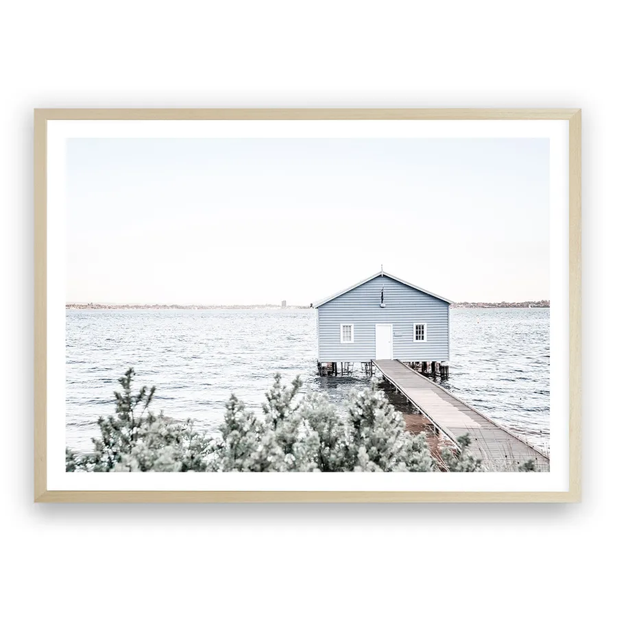 Blue Boat Shed Photo Art Print