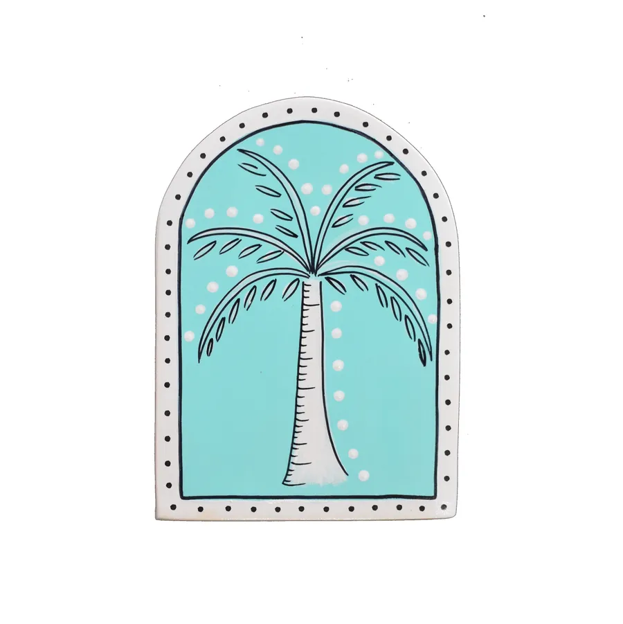 Summer Palm Tree Wall Tile - Tiffany Blue