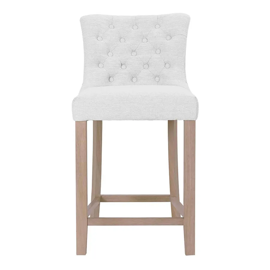 Xavier Bar Chair in Beige Fabric / Clear