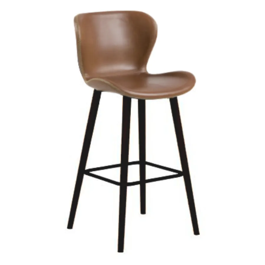 Batilda Bar Chair in Brandy PU / Black Leg