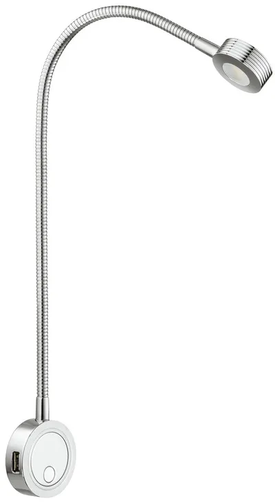 Bedside Light with USB Charging Station | Chrome