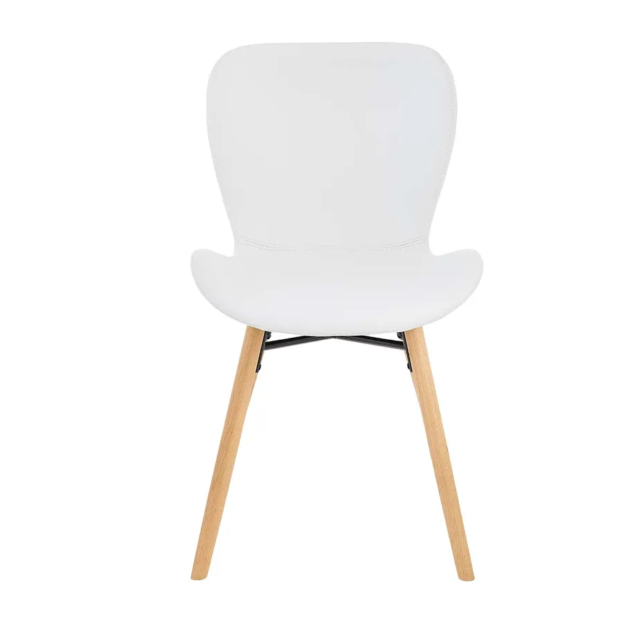 Batilda Dining Chair in White PU / Oak Leg