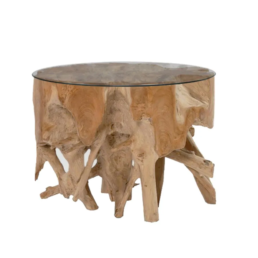 Root Round Side Table 60cm in Raw Teak