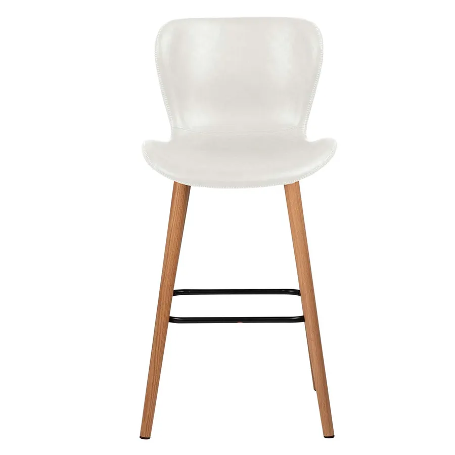 Batilda Bar Chair in White PU / Oak Leg