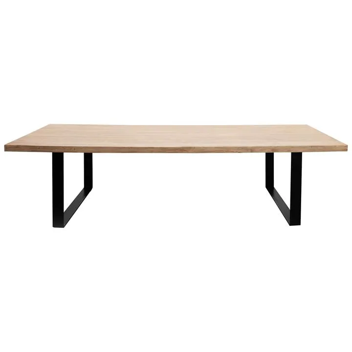 Darton Reclaimed Elm Timber & Steel Dining Table, 300cm, Natural / Black