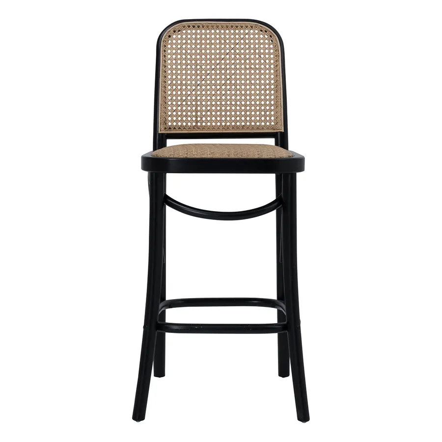 Belmont Bar Chair in Birch Black / Rattan