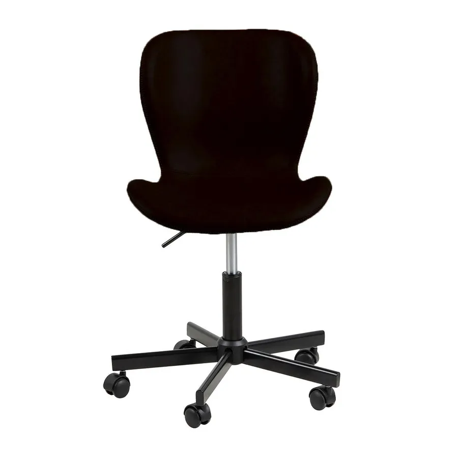 Batilda Desk Chair in Black PU / Black Rollers