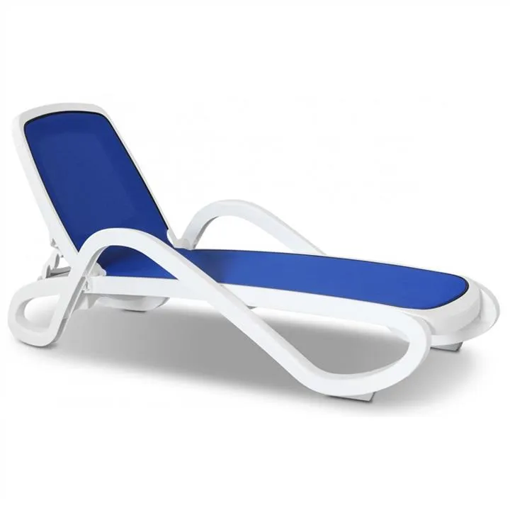 Barbados Italian Made Commercial Grade Stackable Sun Lounge, Blue / White