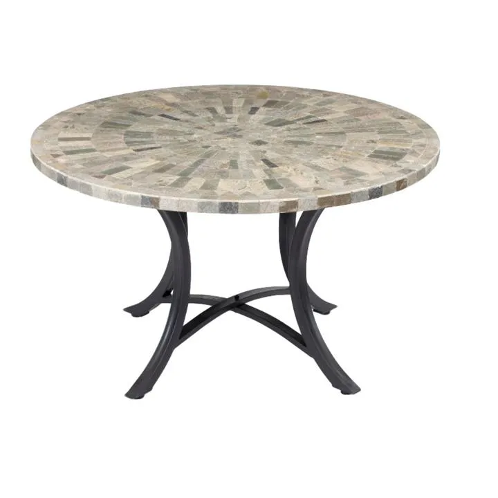 Oyster Slate Stone Round Outdoor Dining Table, 120cm