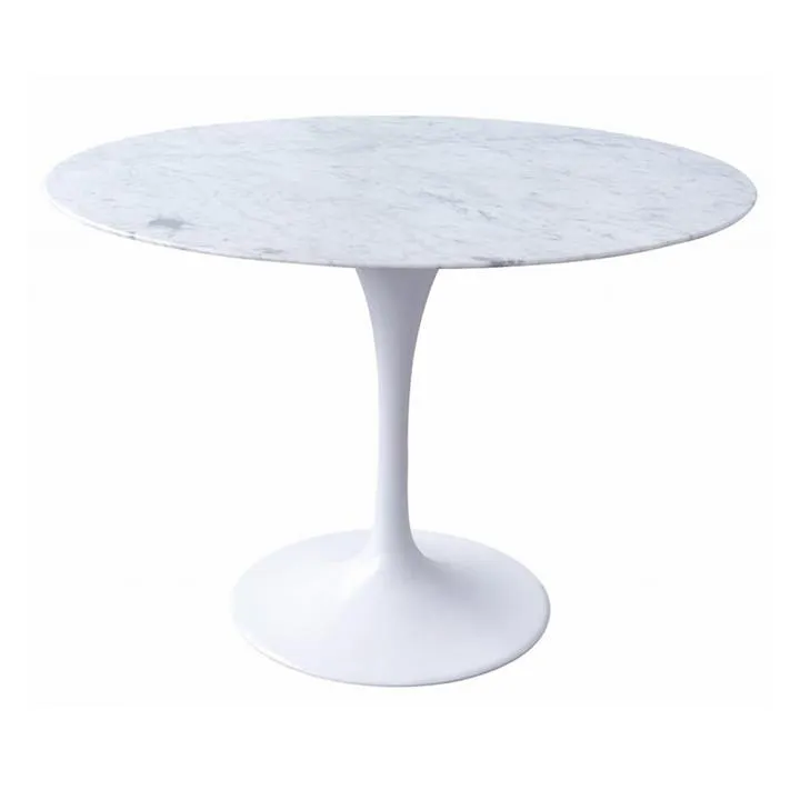 Tulip 100cm Round Marble Dining Table - Aluminium by Interior Secrets - AfterPay Available