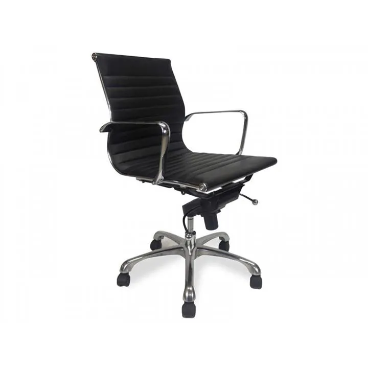 Veera Low Back Office Chair - Black Leather by Interior Secrets - AfterPay Available