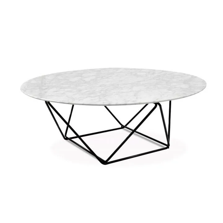 Robin 100cm Round Marble Coffee Table - Black Base - Last One by Interior Secrets - AfterPay Available