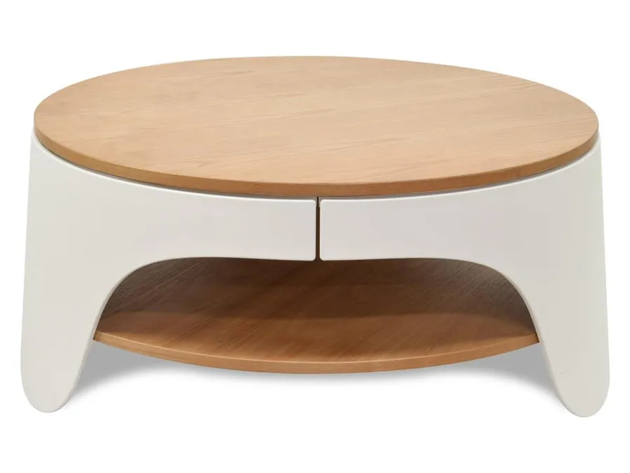 Jackson 82cm Wooden Round Coffee Table - Natural Top and White Leg by Interior Secrets - AfterPay Available