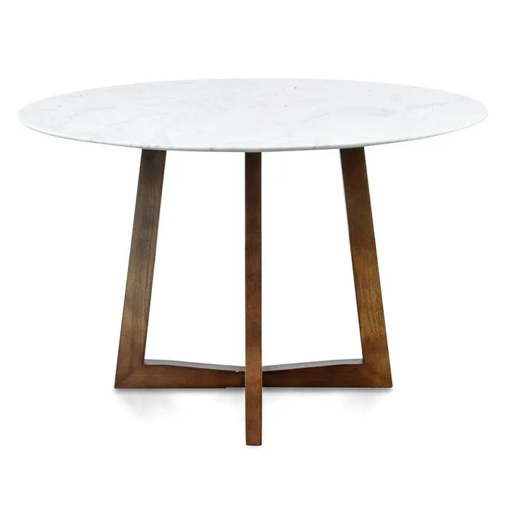 Zodiac 1.15m Round Marble Dining Table - Dark Brown Base by Interior Secrets - AfterPay Available