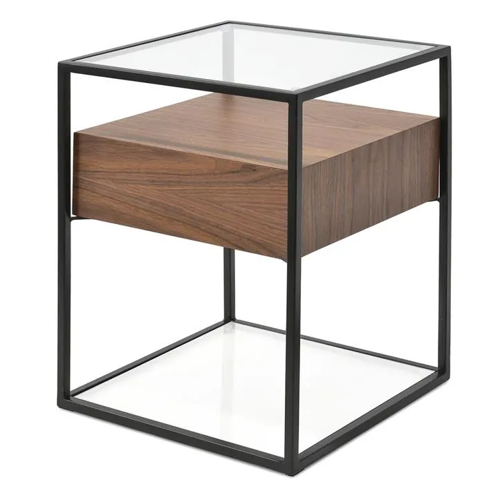 Norman Scandinavian Metal Frame Side Table - Walnut by Interior Secrets - AfterPay Available