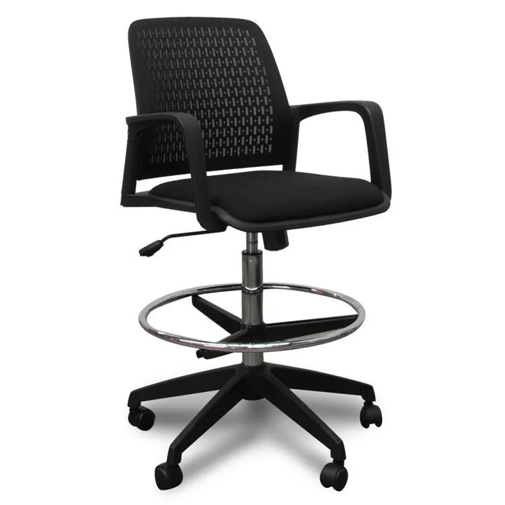 Clayton Drafting Office Chair - Black by Interior Secrets - AfterPay Available