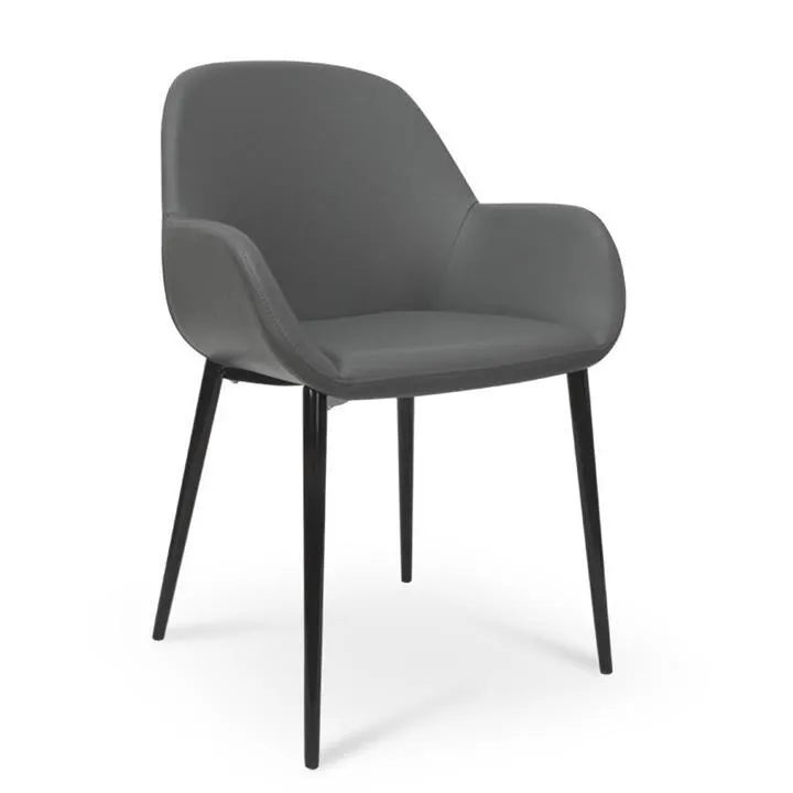 Lynton Dining Chair - Charcoal Grey With Black Legs by Interior Secrets - AfterPay Available