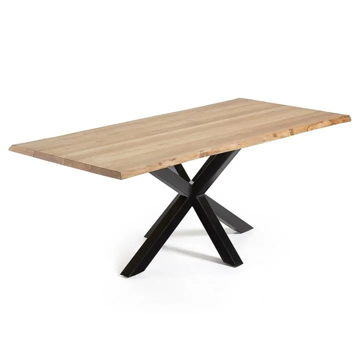 Arya 2.2m Natural Oak Dining Table - Black by Interior Secrets - AfterPay Available