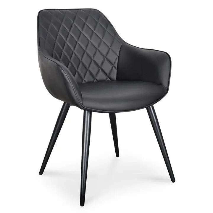 Set Of 2 - George Dining Chair - Black PU by Interior Secrets - AfterPay Available