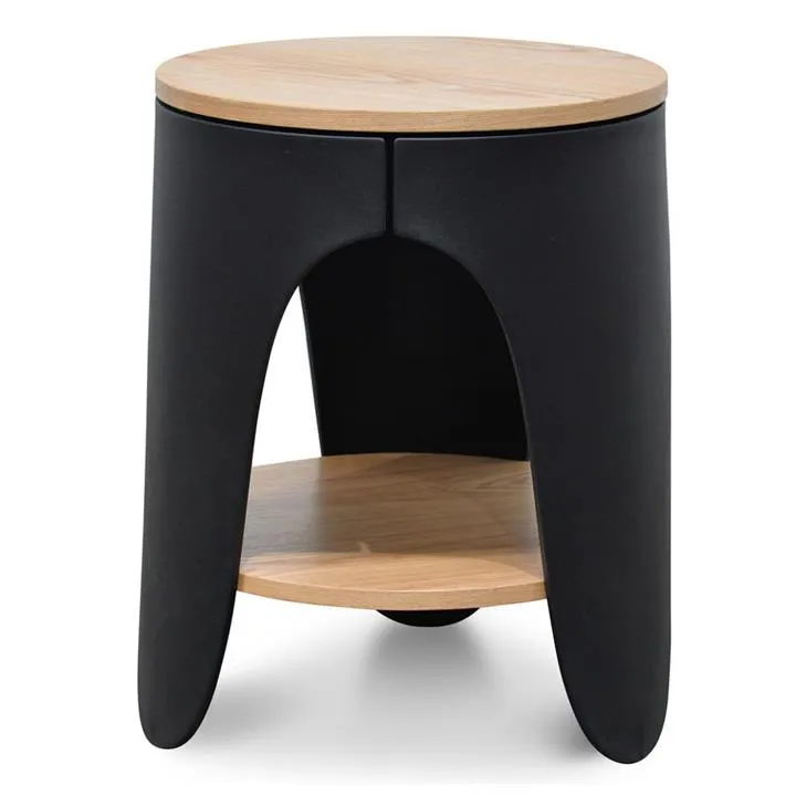Jackson Round Side Table - Natural - Black by Interior Secrets - AfterPay Available