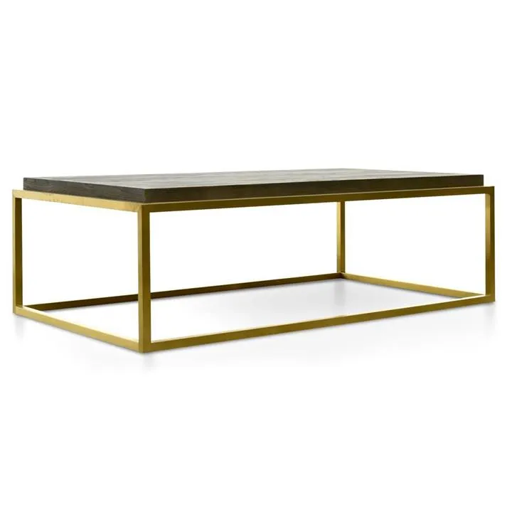 Ian 140cm Wooden Top Coffee Table - Black - Golden - Last One by Interior Secrets - AfterPay Available