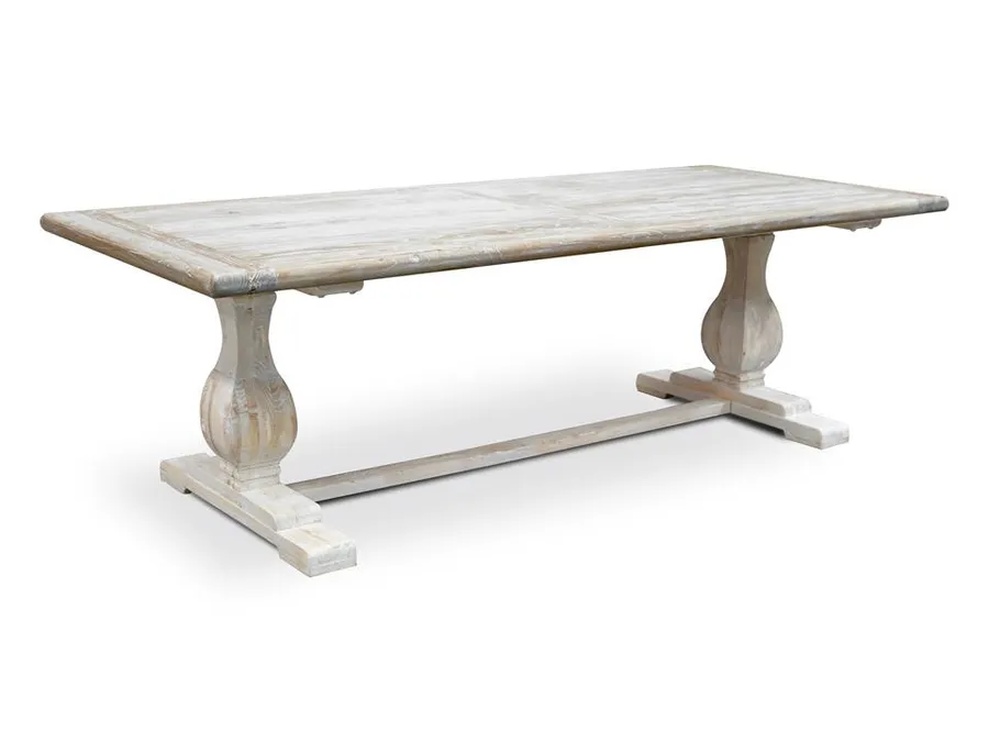 Titan Reclaimed 2.4m ELM Wood Dining Table - Rustic White Washed by Interior Secrets - AfterPay Available
