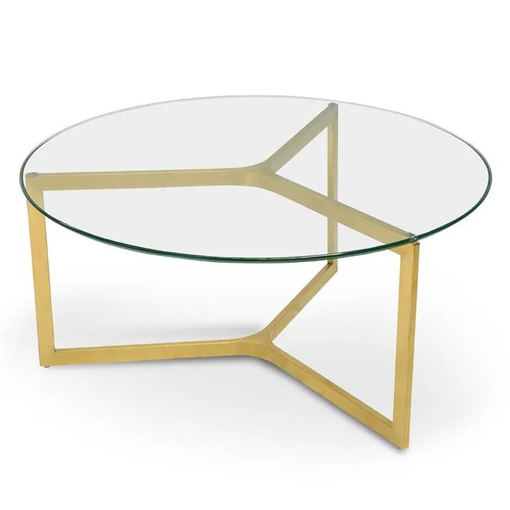 Janet 85cm Glass Round Coffee Table - Gold Base by Interior Secrets - AfterPay Available