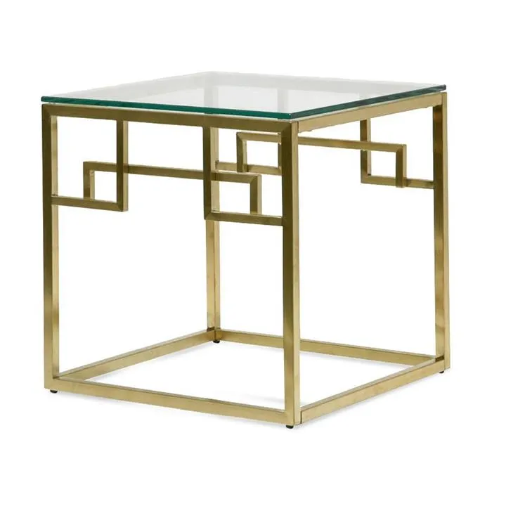 Anderson Side Table - Glass Top - Brushed Gold Base by Interior Secrets - AfterPay Available