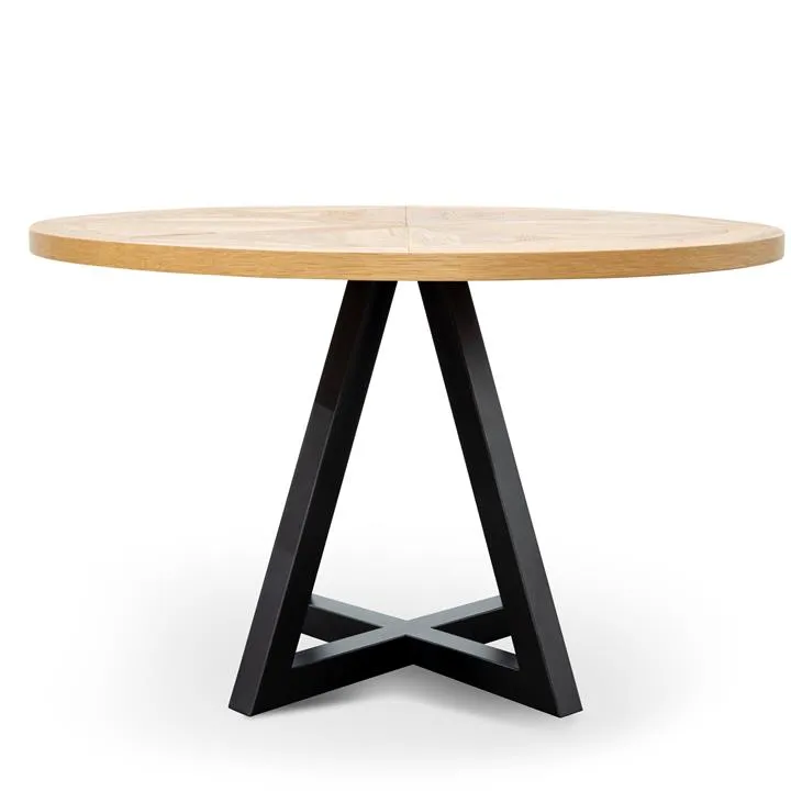 Percy 125cm Round Dining Table - European Knotty Oak and Peppercorn by Interior Secrets - AfterPay Available