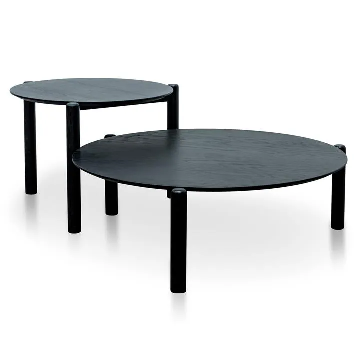 Nest Of Holloway Wooden Round Coffee Table - Black by Interior Secrets - AfterPay Available