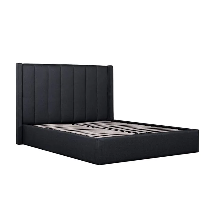 Betsy Fabric King Bed Frame - Charcoal Grey with Storage by Interior Secrets - AfterPay Available