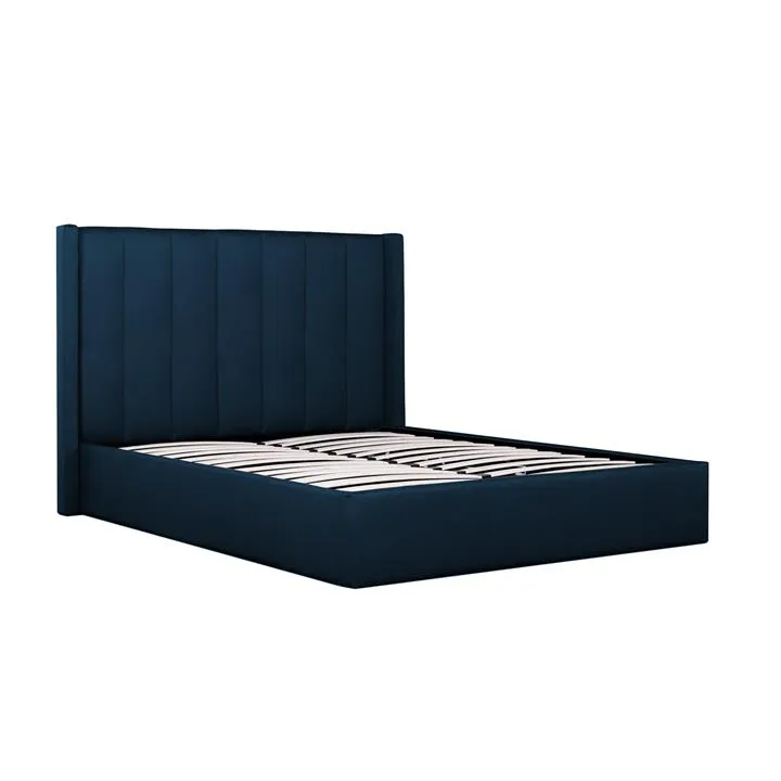 Betsy Queen Bed Frame - Teal Navy Velvet with Storage by Interior Secrets - AfterPay Available
