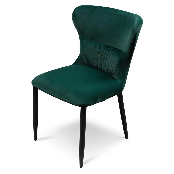 Mavis Dining Chair - Dark Green Velvet in Black Legs - Last One by Interior Secrets - AfterPay Available