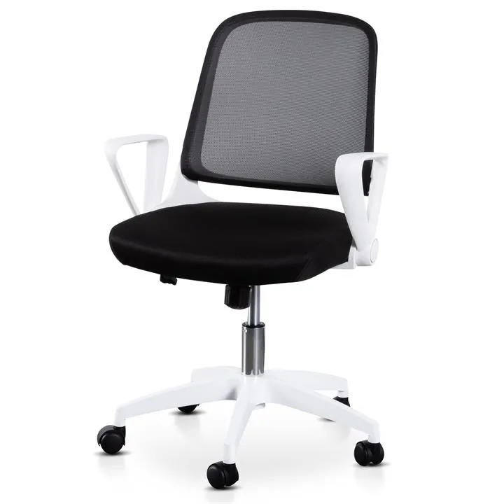 Heston Black Office Chair - White Arm and Base by Interior Secrets - AfterPay Available