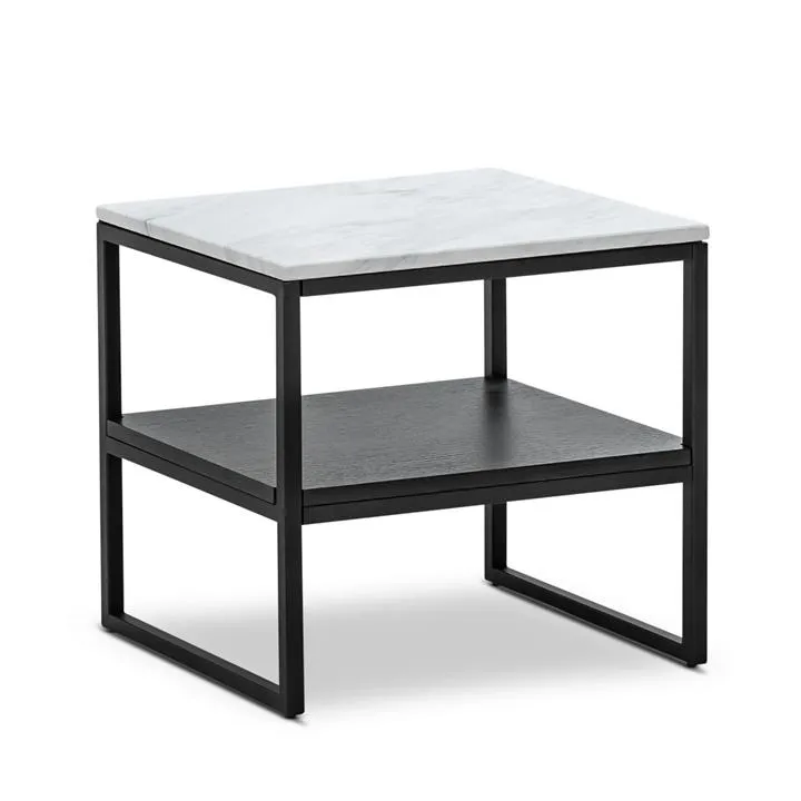 Brink White Marble Side Table - Black by Interior Secrets - AfterPay Available