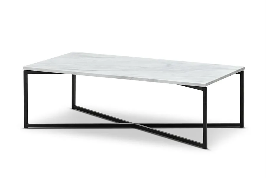 Parson 1.2m White Marble Coffee Table - Black by Interior Secrets - AfterPay Available